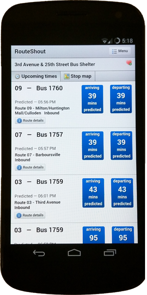 RouteShout on Android RouteShout on Android